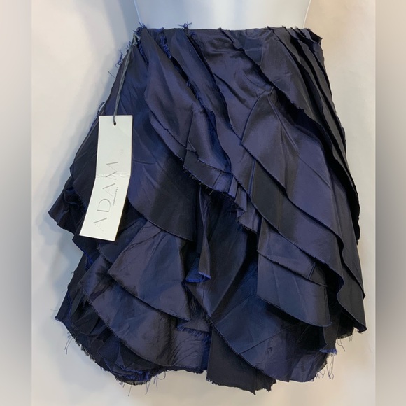 Adam Lippes Women’s Navy Silk Mini Skirt - Picture 1 of 4